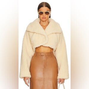 NWOT L’Academie Peyton Cropped Sherpa Jacket